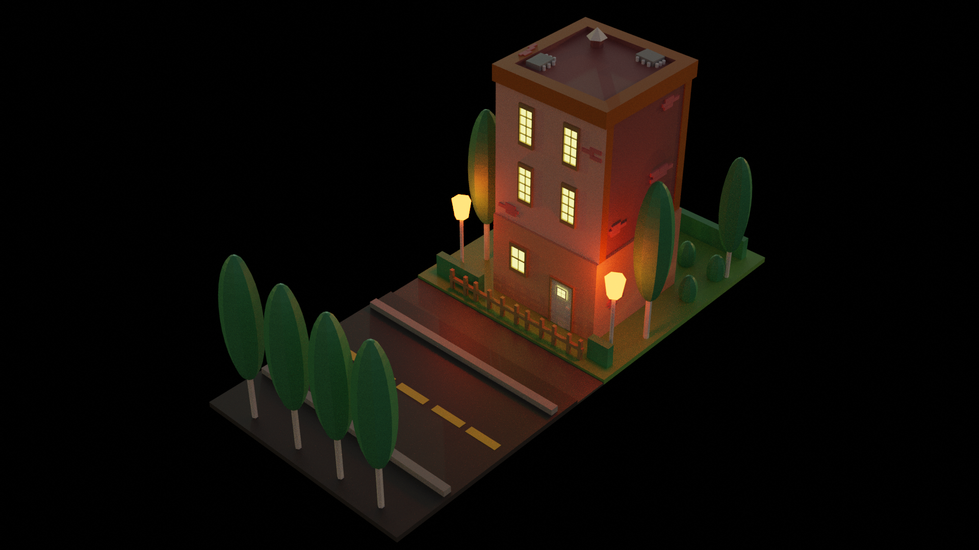 Low poly building scene NIGHT/DAY preview image 2